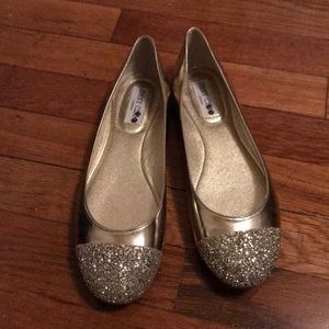 New Jimmy Choo gold glitter flats - 38.5.  No box